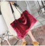 Large volume plush tote bag, shoulder bag for