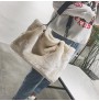 Large volume plush tote bag, shoulder bag for