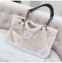 Large volume plush tote bag, shoulder bag for