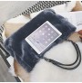 Large volume plush tote bag, shoulder bag for