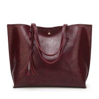 Oil wax casual PU leather bag with large capacity