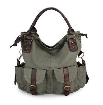 Multi-pocket canvas shopping shoulder bag