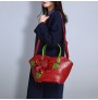 Ethnic rose decoration PU leather bag for