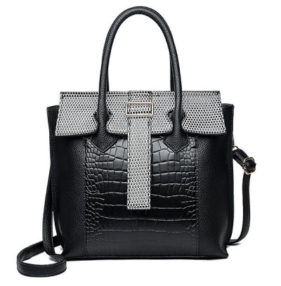 PU leather crocodile leather satchel bag