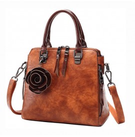 Casual cross-body bag with retro faux-leather