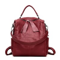 High-end sewing soft PU leather multi-functional backpack