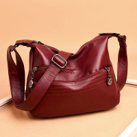 Double soft leather messenger bag