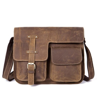 Leather retro cross-body bag for men