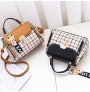 Cross-body bag in plaid PU leather