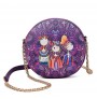 Artificial leather printed round chain bag