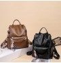 PU soft leather multi-functional travel shopping backpack