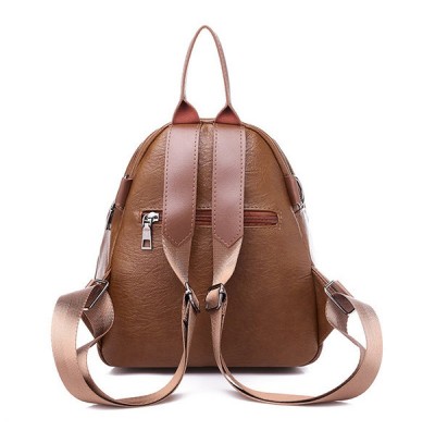 PU leather multi-pocket backpack