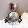 Rabbit ears sequined color shoulder bag