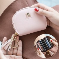 9-slot solid coin purse in polyurethane leather