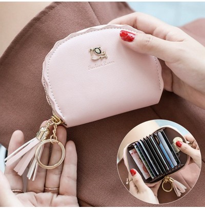 9-slot solid coin purse in polyurethane leather
