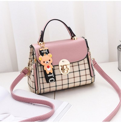 Cross-body bag in plaid PU leather